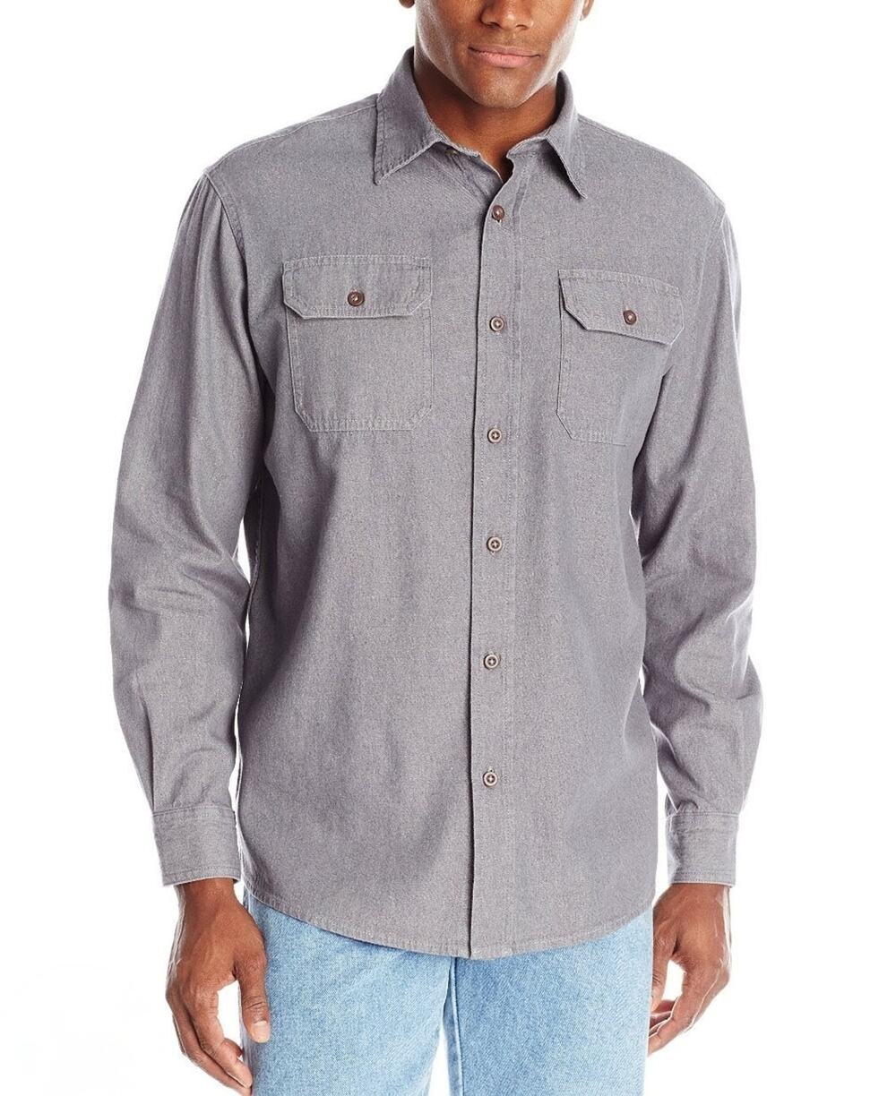 Wrangler Shirt Mens XL Gray Button Up Western Cowboy Workwear Tough Rigid
